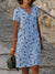 Damen Midi Kleid Atmungsaktives Material V-Ausschnitt Kurzarm Sommerkleid-2