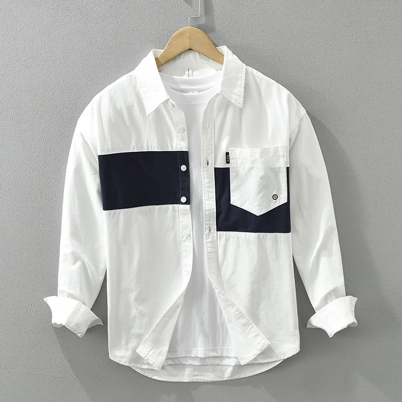 Herren Shirt Patchwork Modern Baumwolle 3