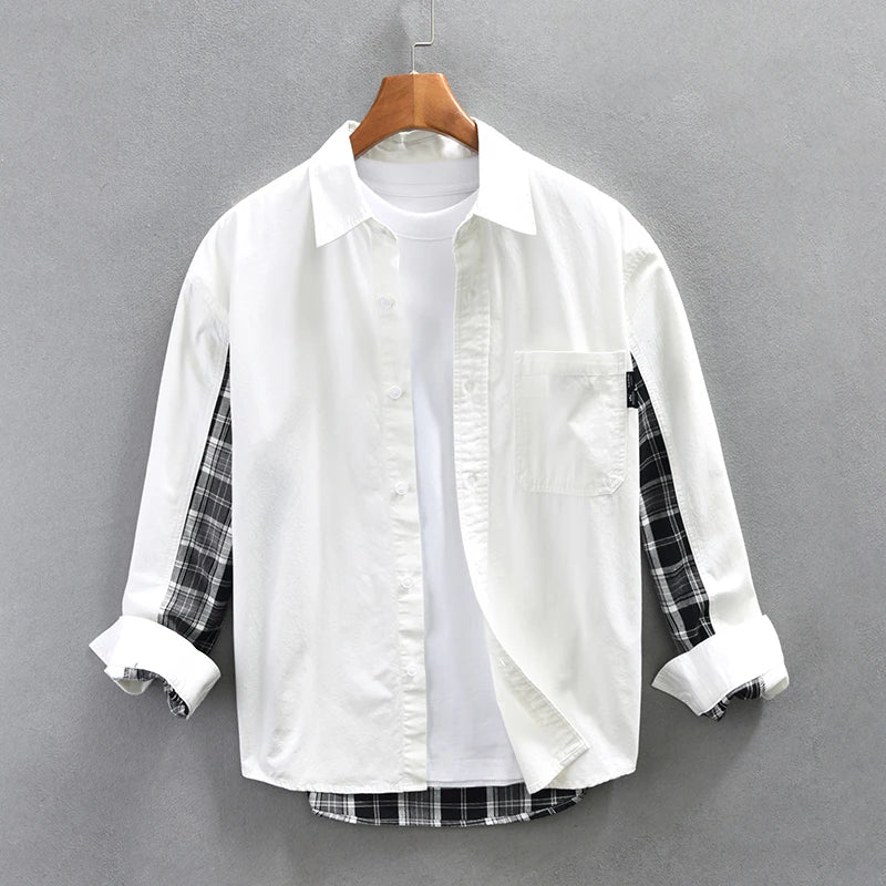Herren Hemd Casual Langarm Hochwertige Baumwolle für Sommer 1