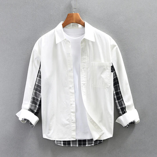 Herren Hemd Casual Langarm Hochwertige Baumwolle für Sommer 1