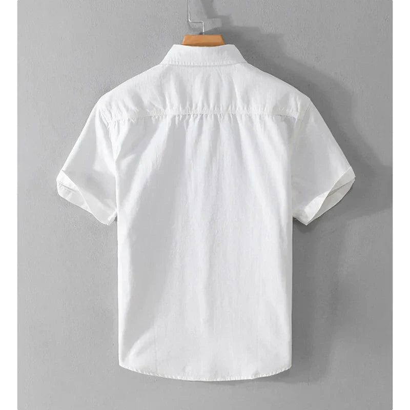 Herren Hemden Kurzarm Baumwolle Lässig Sommer Hemd 4