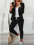 Damen Anzug Blau Eleganter Blazer und Hose Set Hochwertige Materialien-3