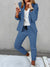 Damen Anzug Blau Eleganter Blazer und Hose Set Hochwertige Materialien-4