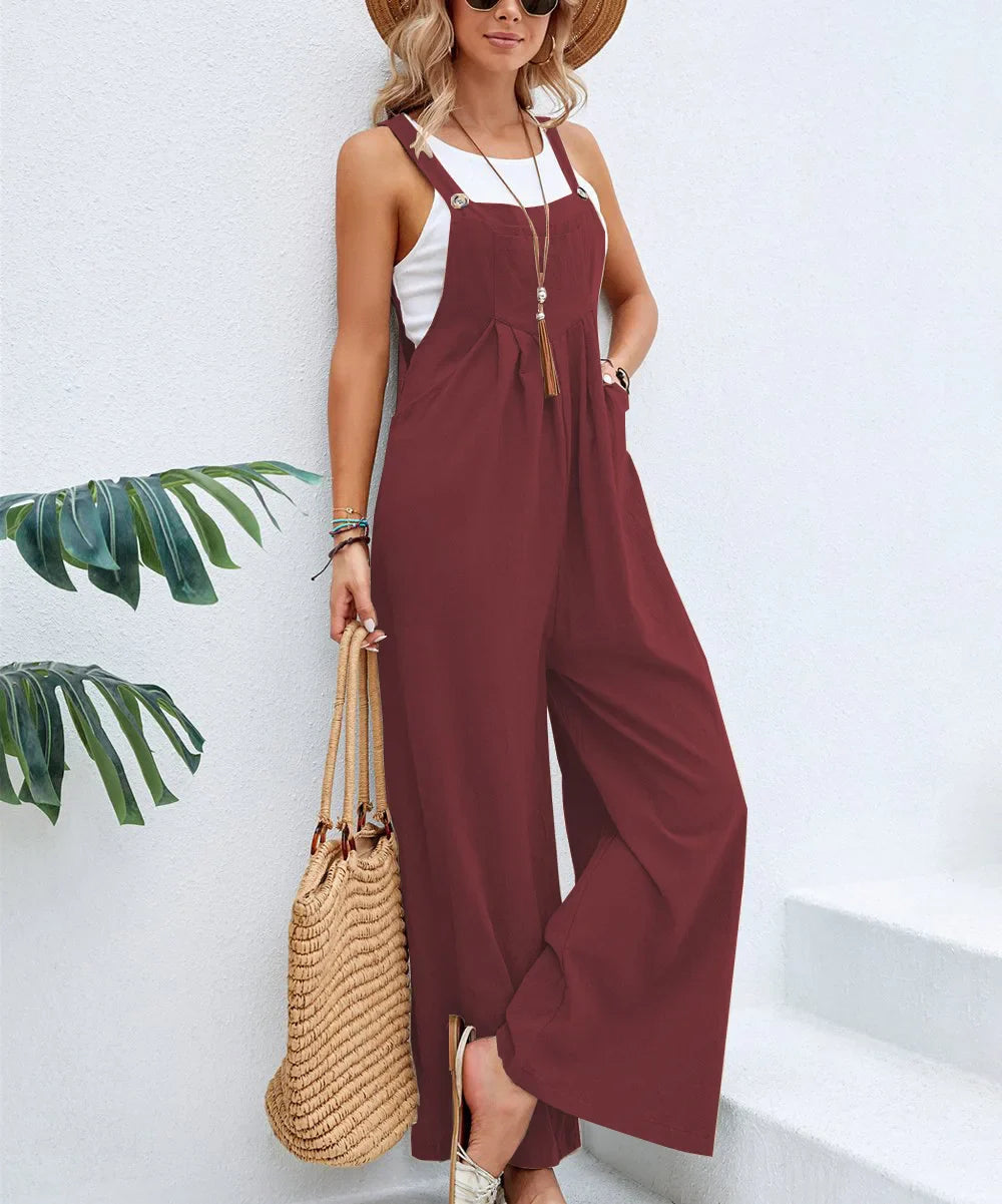 Variant image for Damen Jumpsuit Luftig Sommer Baumwolle Leinen Bequem-9