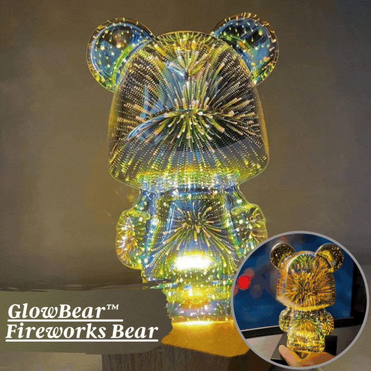 Nachtlicht Kinder Bunt 3D Feuerwerkseffekt LED Teddybär Kunststoff 20 cm-2