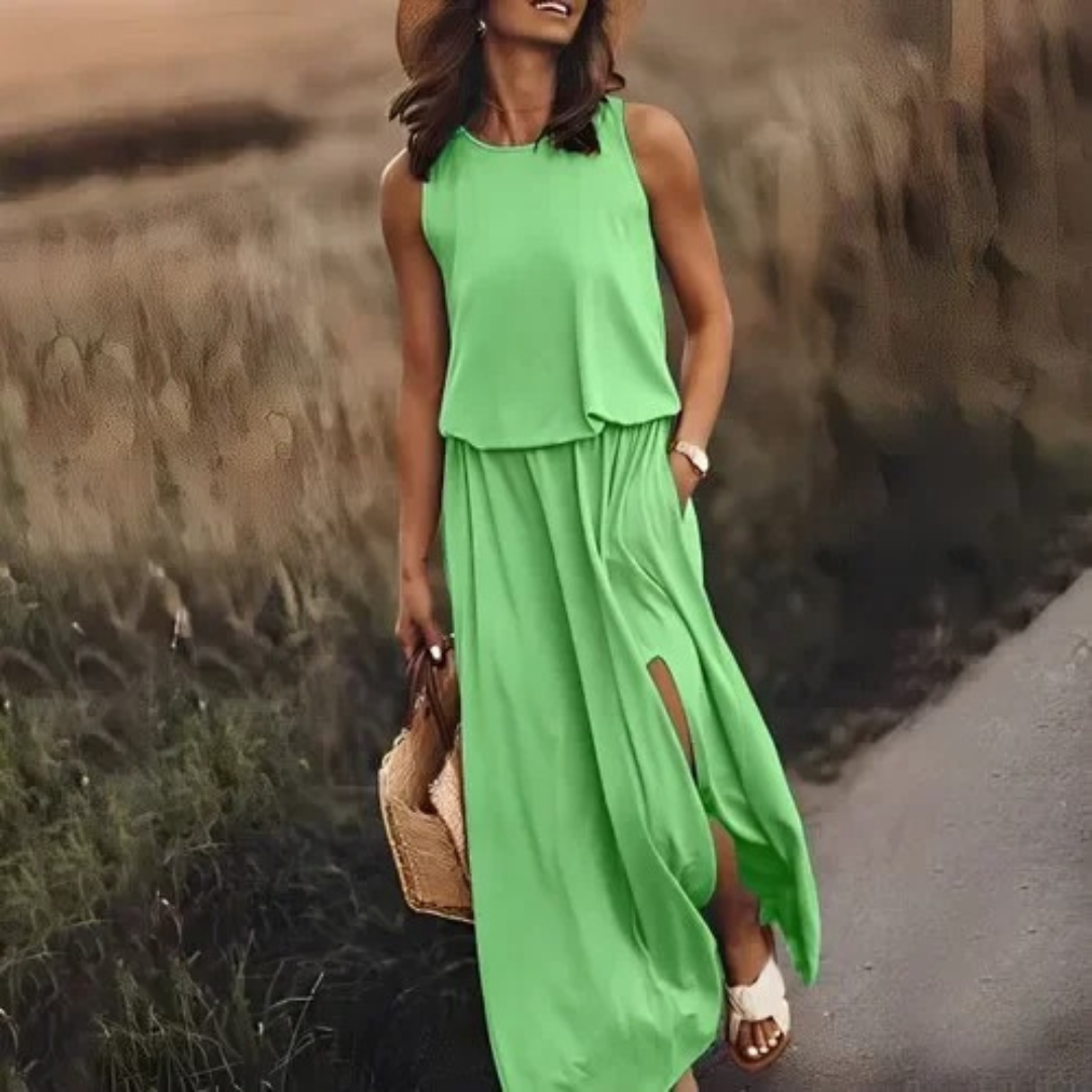 Lässiges, ärmelloses Kleid mit Schlitz für Damen