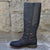 Damen Vintage Leder Zipper Stiefel