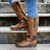 Damen Vintage Leder Zipper Stiefel
