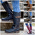Damen Vintage Leder Zipper Stiefel