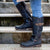 Damen Vintage Leder Zipper Stiefel