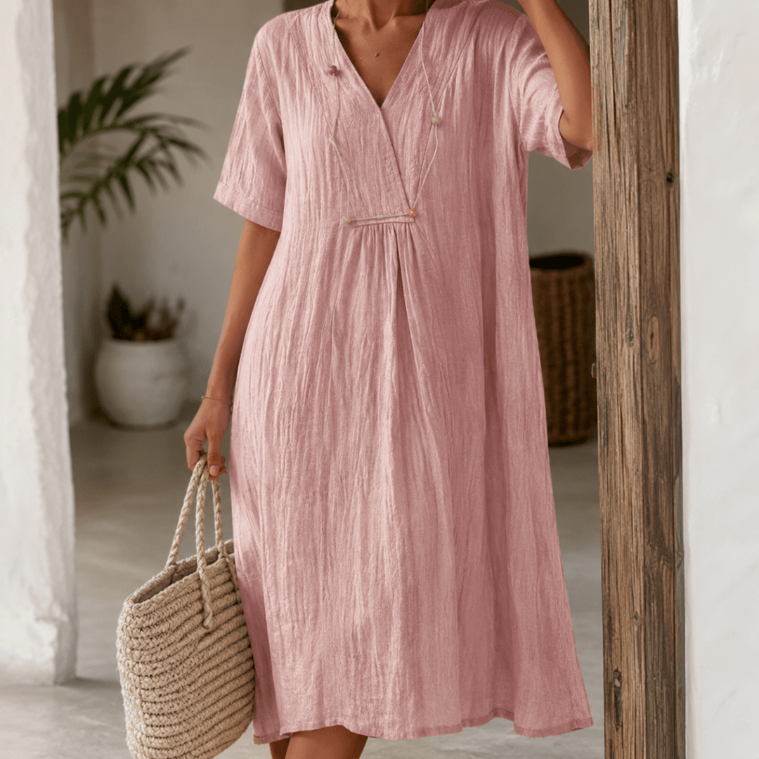 Damen A-Linie Kleid mit V-Ausschnitt für Sommerliche Anlässe 3