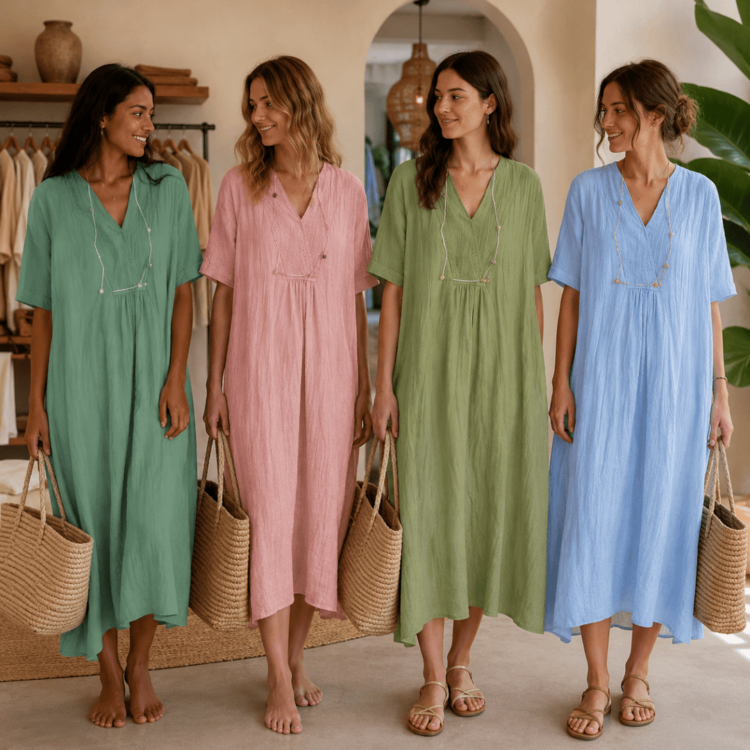 Damen A-Linie Kleid mit V-Ausschnitt für Sommerliche Anlässe 5