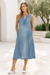 Damen A-Linien Kleid Mouwlos V-Hals Denimlook Sommerkleid 1