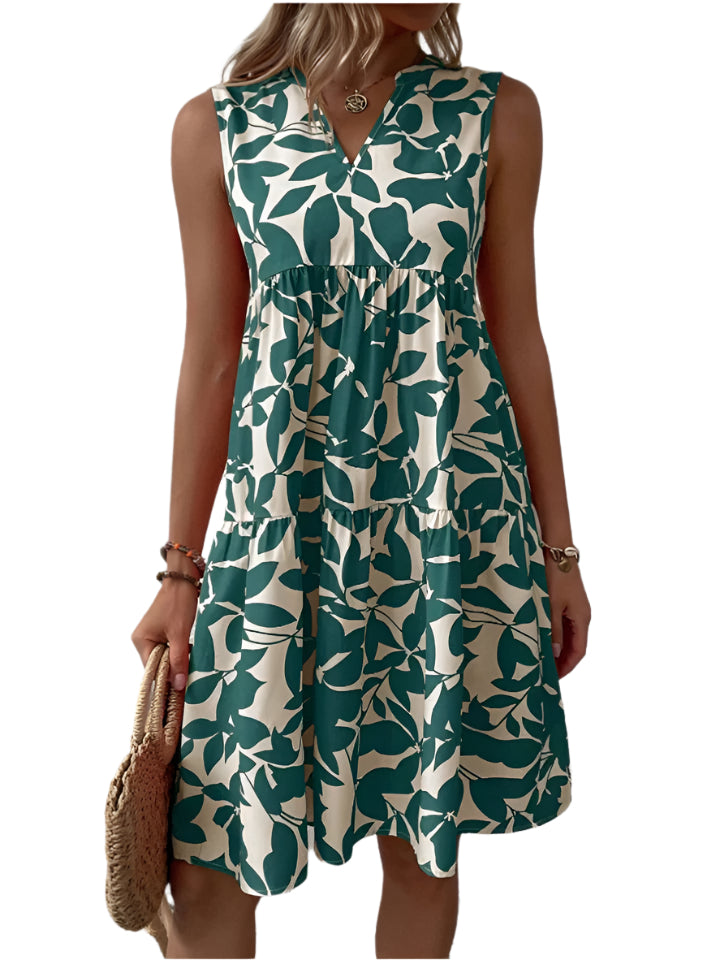 Damen A-Linien Kleid mit floralem Muster für den Sommer 0
