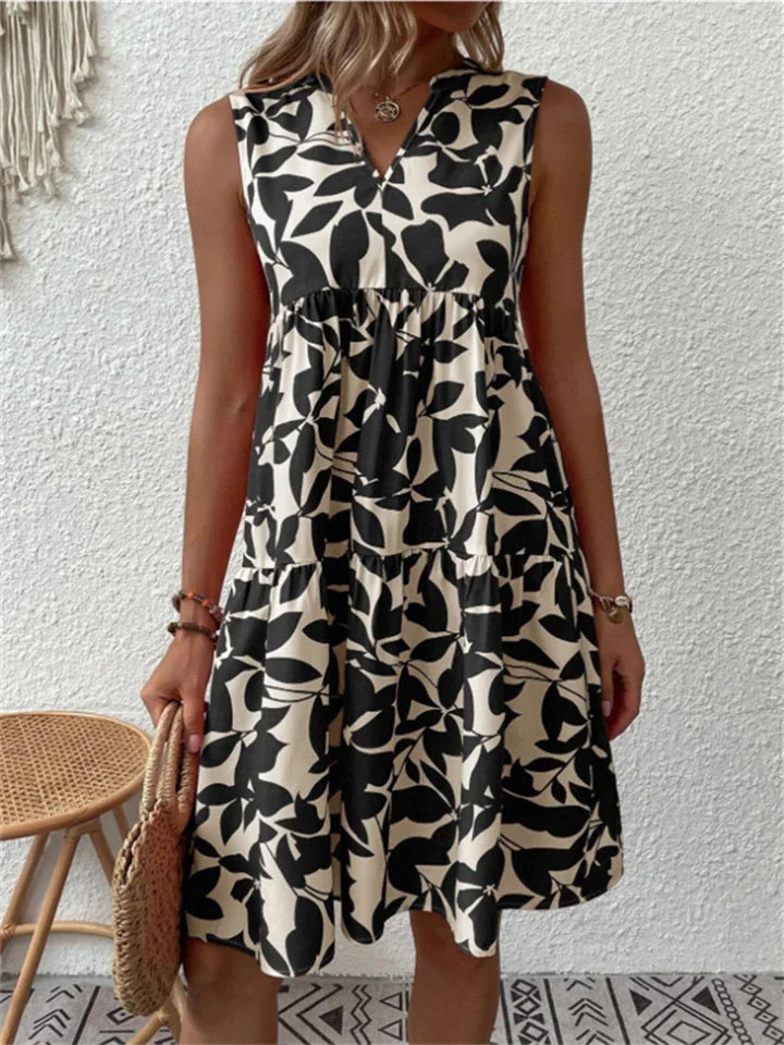 Damen A-Linien Kleid mit floralem Muster für den Sommer 3