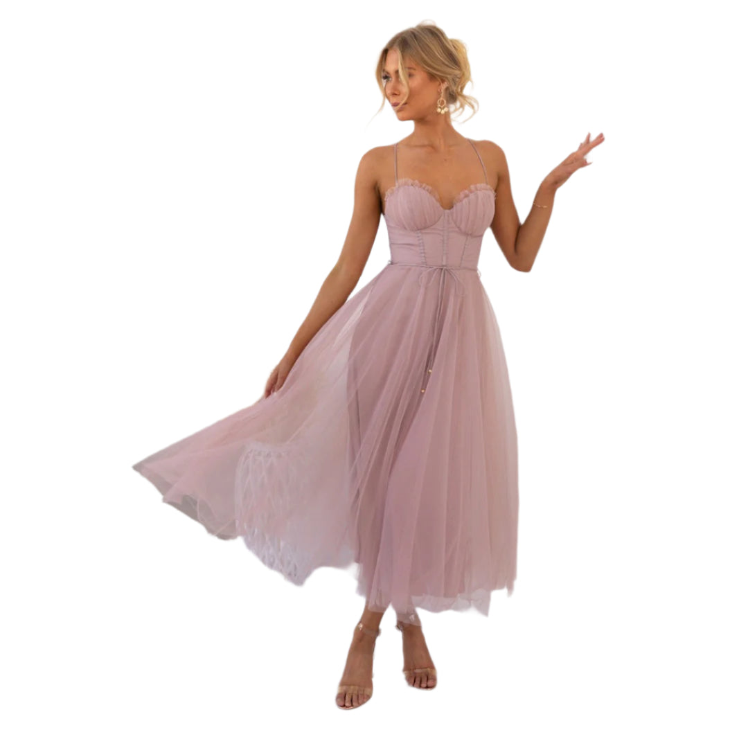 Damen Abendkleid Midi Festlich Hochwertige Stoffe 0