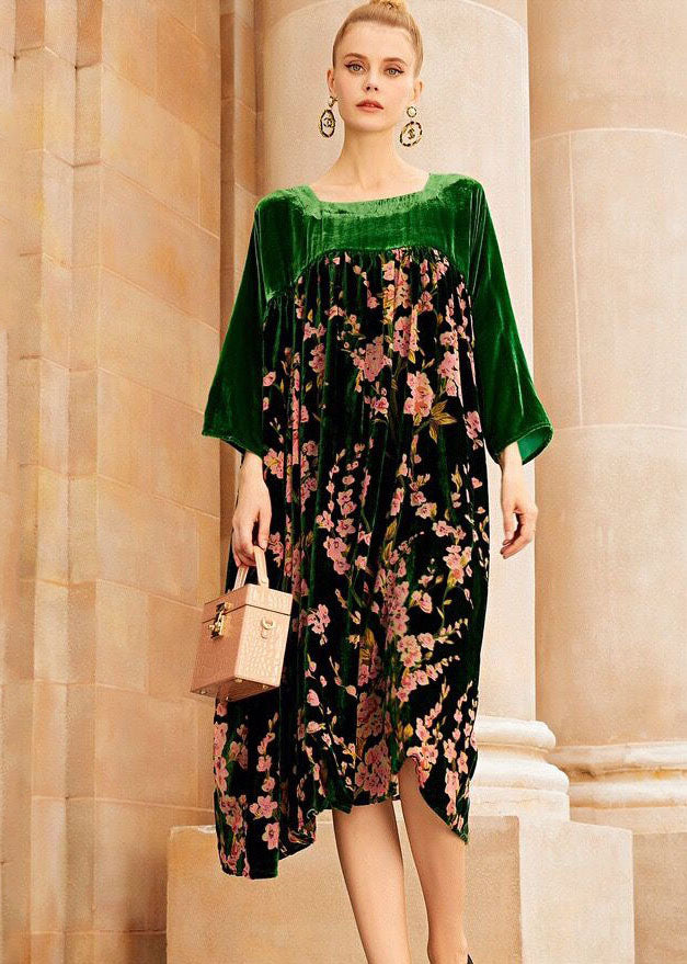 Damen Abendkleid mit O-Ausschnitt und Patchwork-Design für besondere Anlässe 2