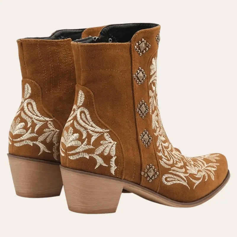 Damen Ankle Boots Traditioneller Westernstil Kunstleder 2