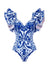 Damen Badeanzug mit Rock und Blumenmuster 0