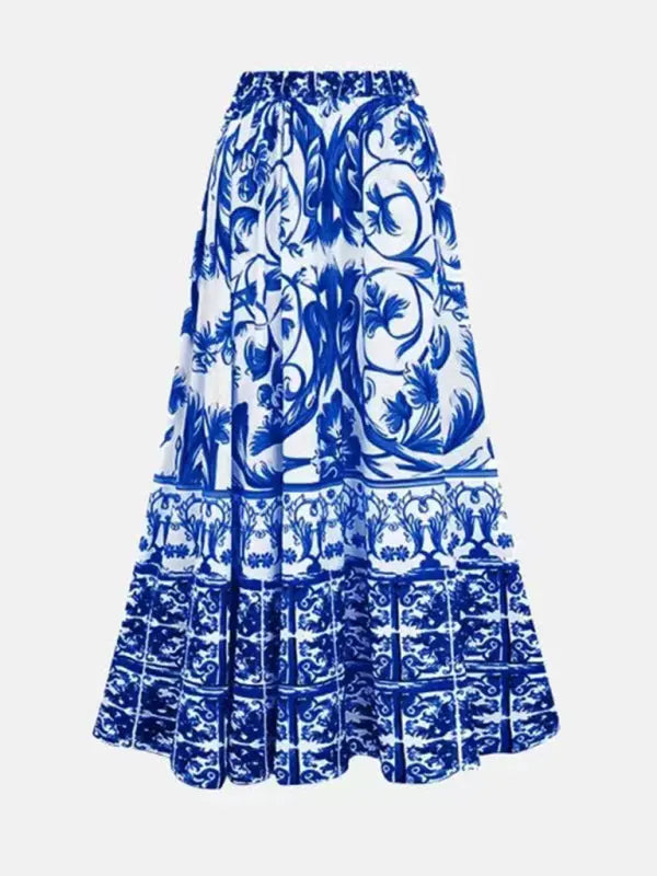 Damen Badeanzug mit Rock und Blumenmuster 2