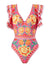 Damen Badeanzug mit Rock und Blumenmuster 4