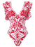 Damen Badeanzug mit Rock und Blumenmuster 8