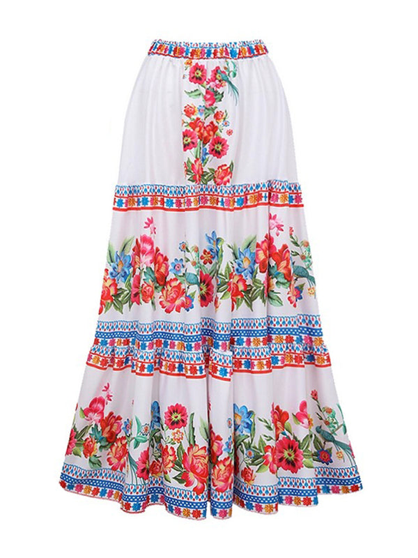 Damen Badeanzug mit Rock und Blumenmuster 9