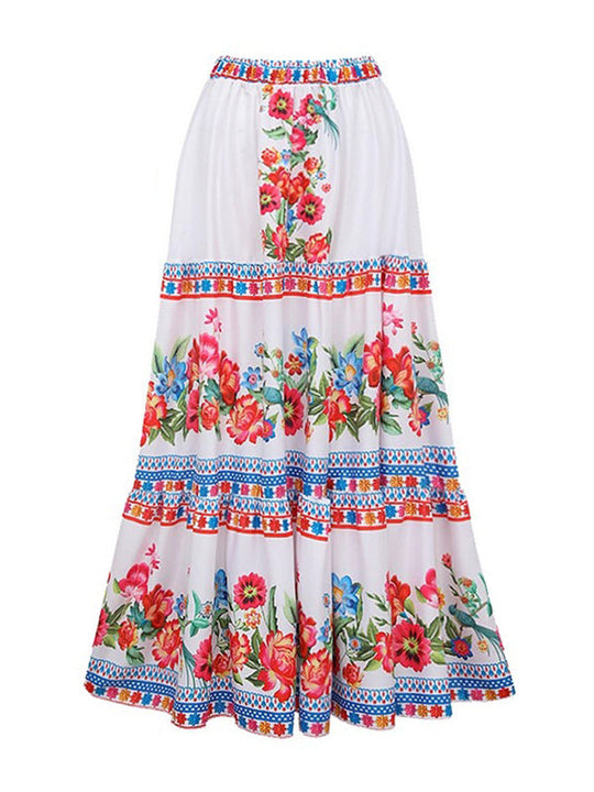 Damen Badeanzug mit Rock und Blumenmuster 9