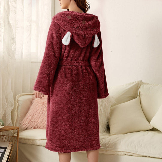 Damen Bademantel Weich und Warm aus Mikrofaser 4