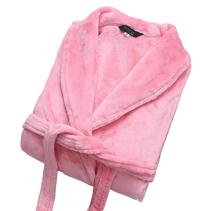 Damen Bademantel mit Gürtel und Seitentaschen für Winterabende 10