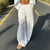 Damen Baggy-Hose Hohe Taille Baumwoll-Leinen-Stoffhose 0