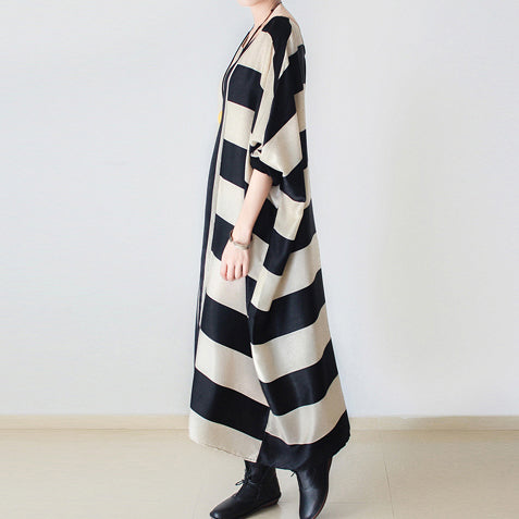 Damen Baggy Kleid Gestreift 3