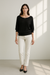Damen Basic Pullover mit 3/4-Ärmeln und Rundhalsausschnitt 1