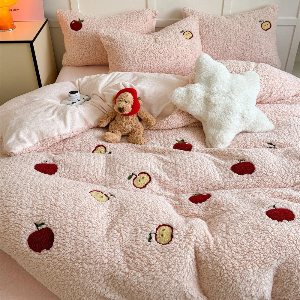 Damen Bettwäsche-Set 135x200 mit Hasenstickerei und Wendbarem Design 2