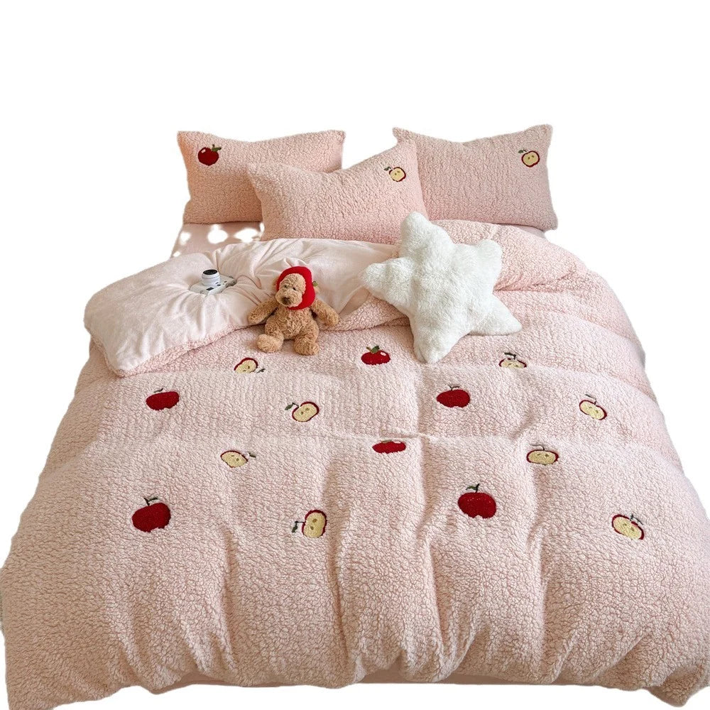 Damen Bettwäsche-Set 135x200 mit Hasenstickerei und Wendbarem Design 3