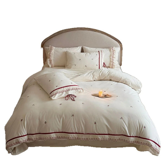 Damen Bettwäsche Set Bestickt Mit Blumenmuster Und Muschelkanten 135x200 200x220 200x200 2