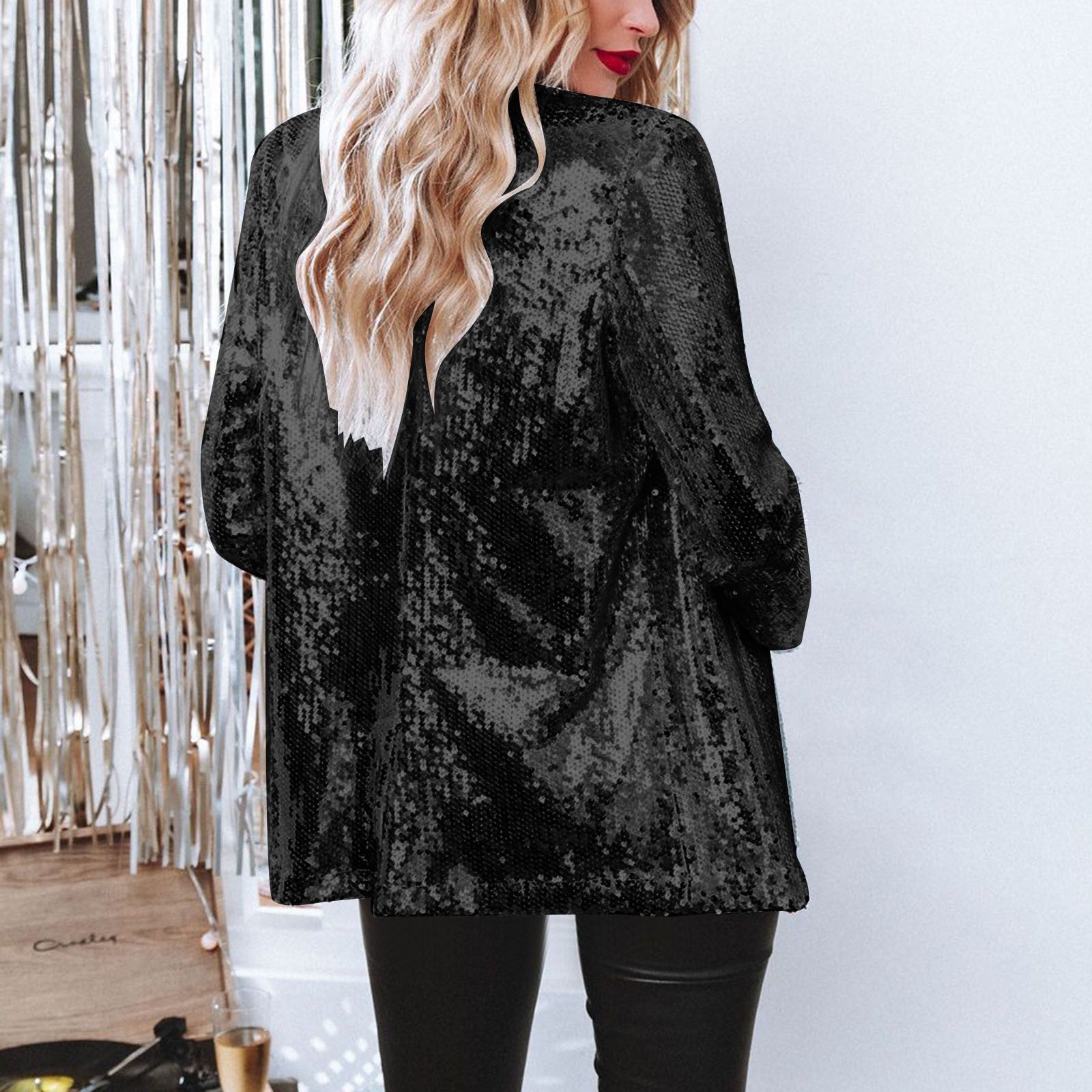 Damen Blazer Pailletten Glamour für Festliche Anlässe 1