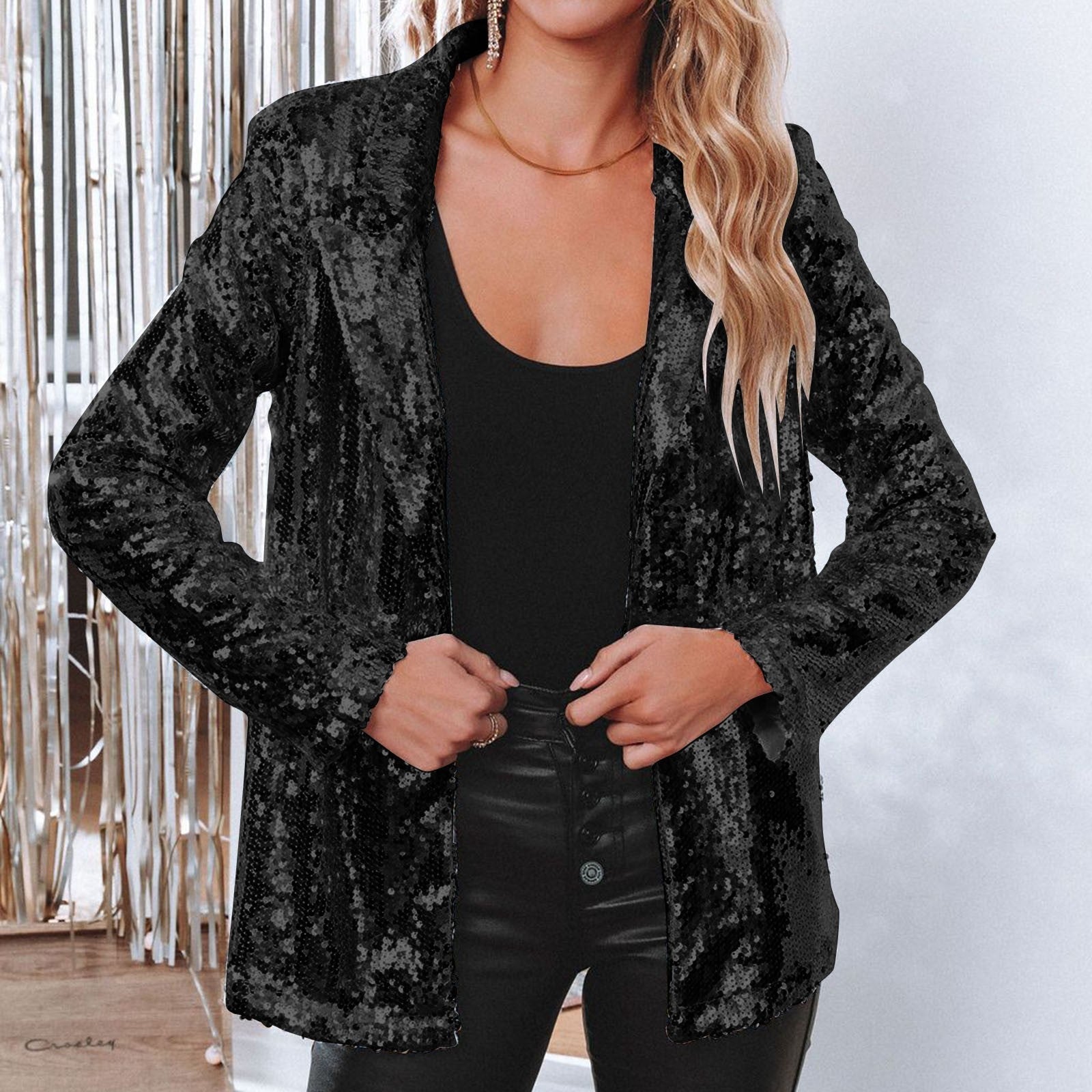Damen Blazer Pailletten Glamour für Festliche Anlässe 4