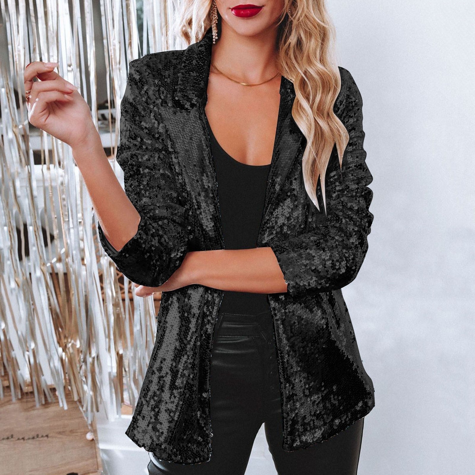 Damen Blazer Pailletten Glamour für Festliche Anlässe 5