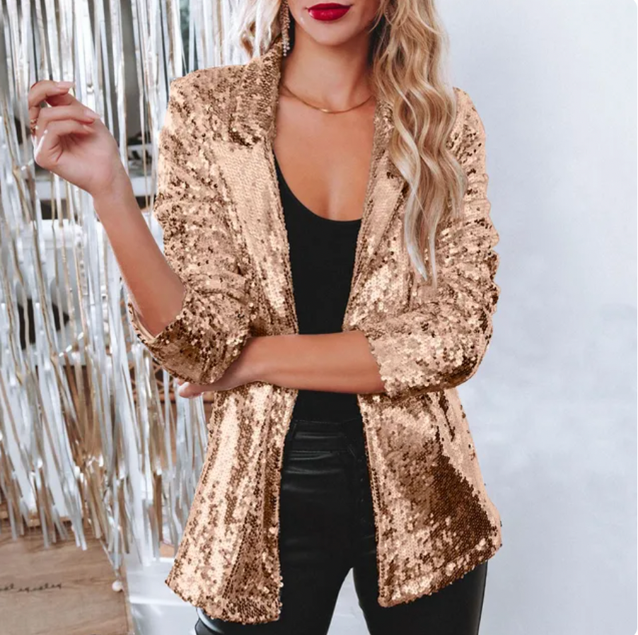 Damen Blazer Pailletten Glamour für Festliche Anlässe 6