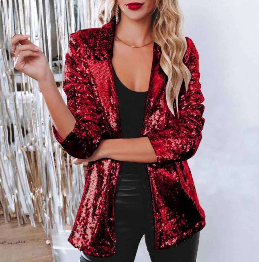Damen Blazer Pailletten Glamour für Festliche Anlässe 7