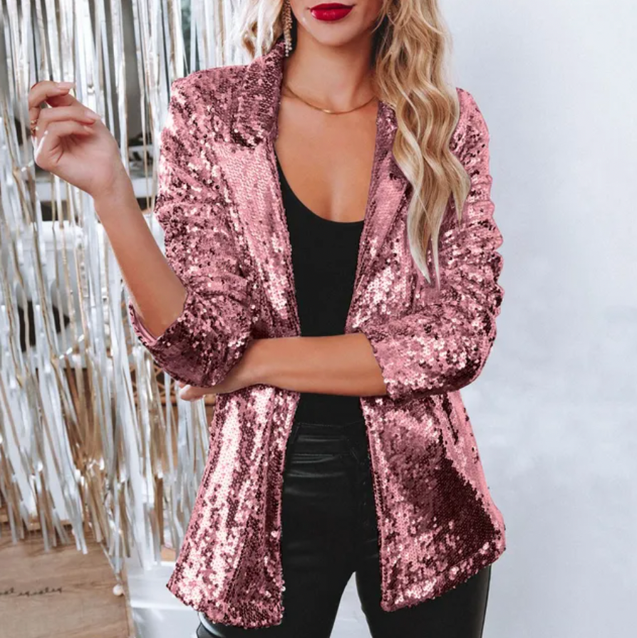 Damen Blazer Pailletten Glamour für Festliche Anlässe 8