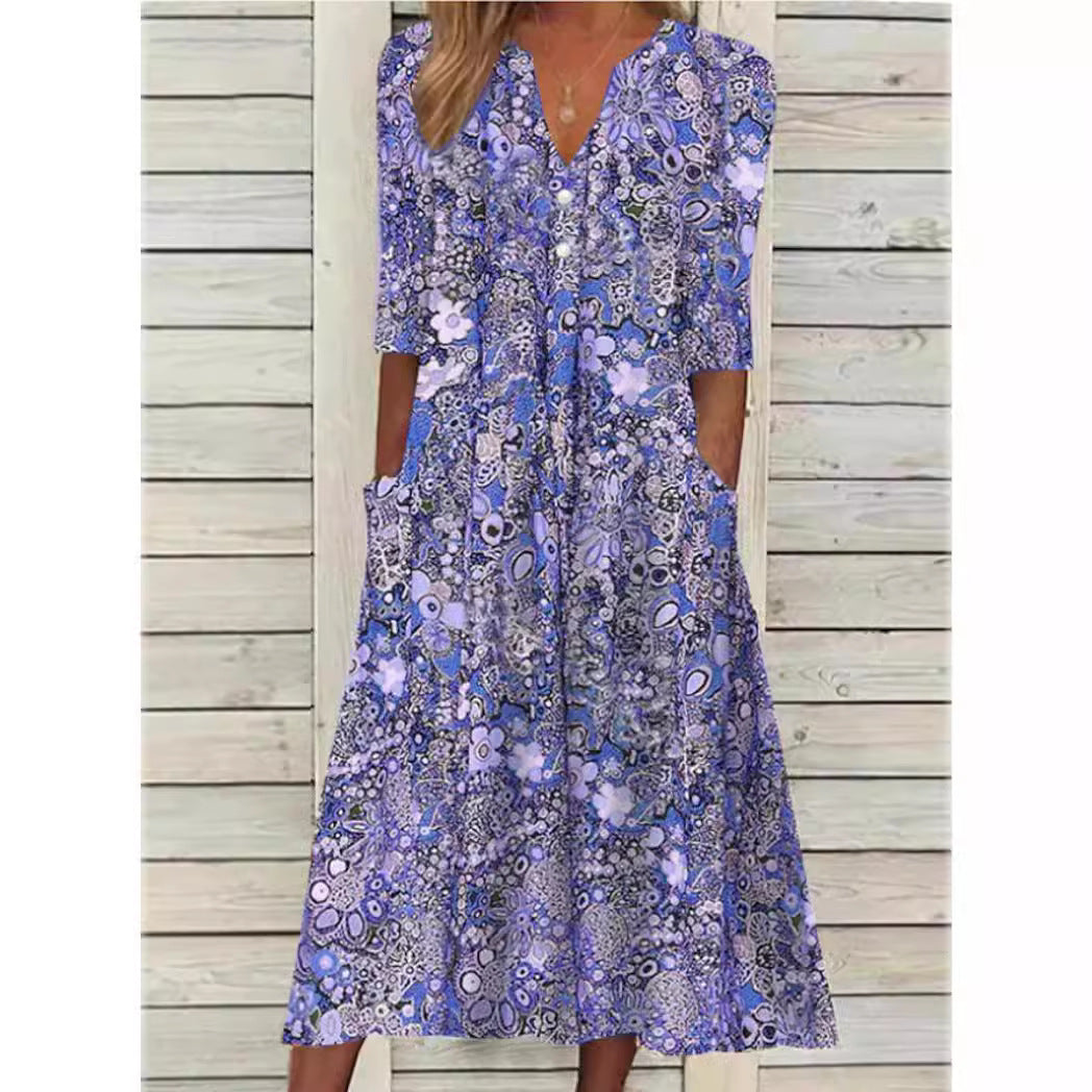 Damen Blumenkleid Modernes Design Leichter Stoff 2
