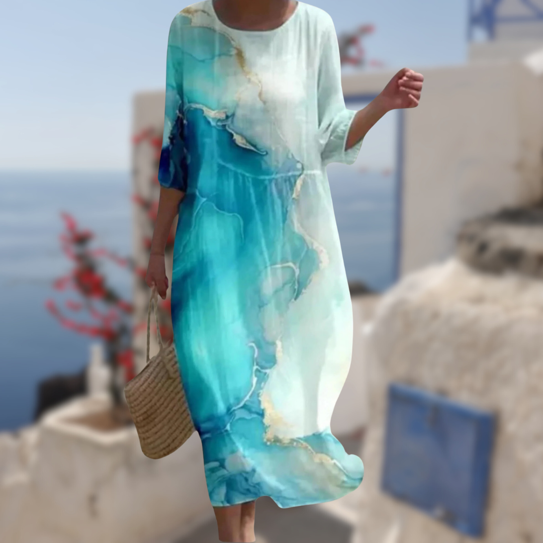 Damen Blumenmuster Kleid Elegante Baumwolle 5