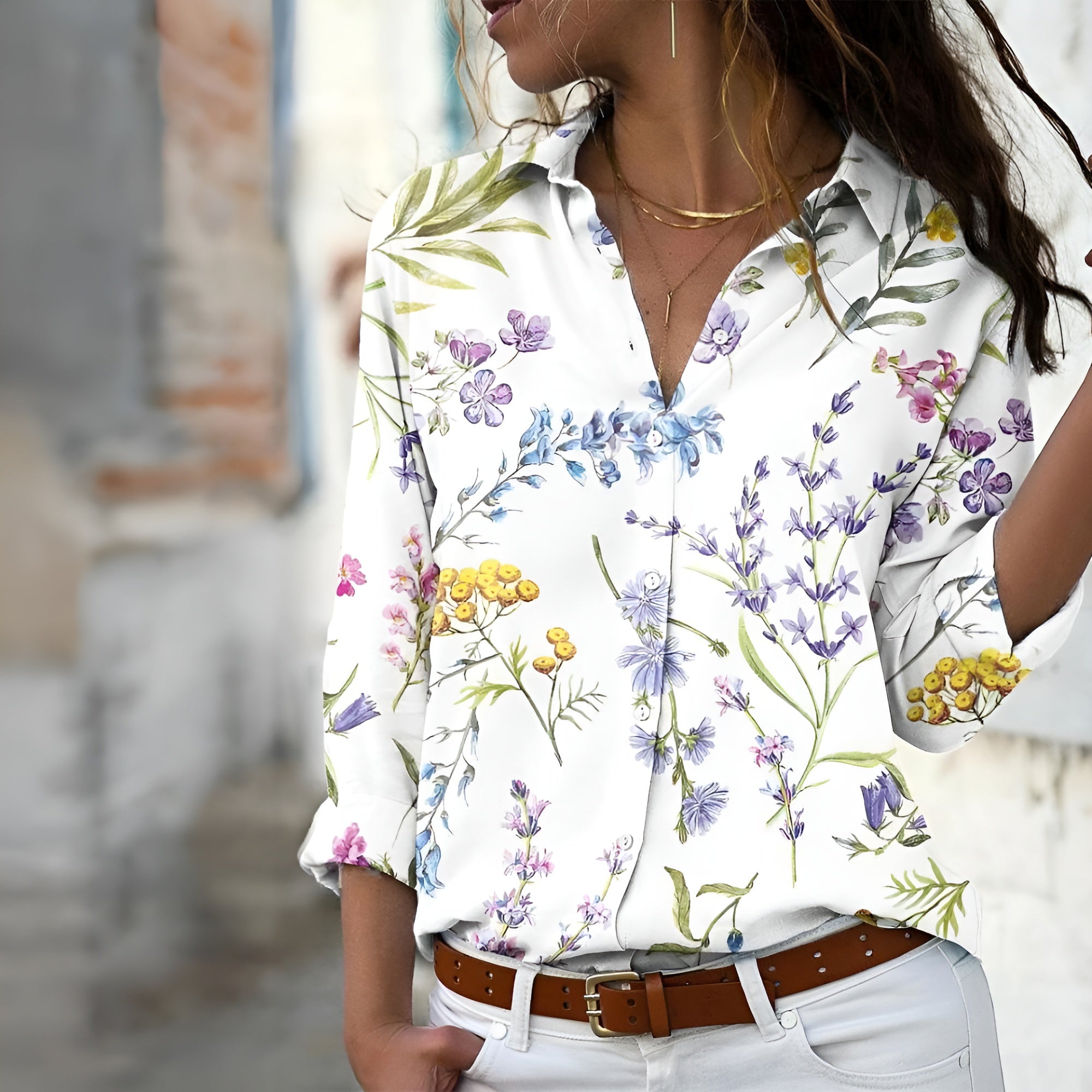 Damen Bluse Lässig mit Muster und Entspanntem Schnitt 1