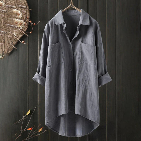Damen Bluse Oversize Langarm Modernes Design Hochwertige Stoffe 10