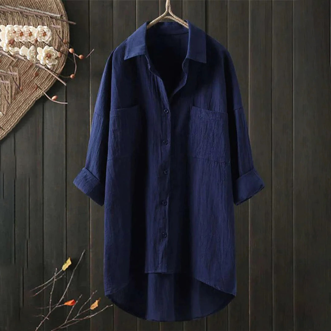 Damen Bluse Oversize Langarm Modernes Design Hochwertige Stoffe 7
