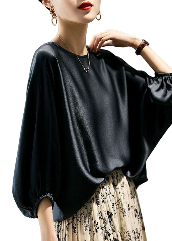 Damen Bluse Oversize mit O-Ausschnitt und Fledermausärmeln 0