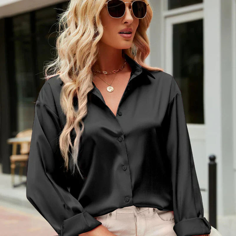 Damen Bluse Satin Chic Fließend 4