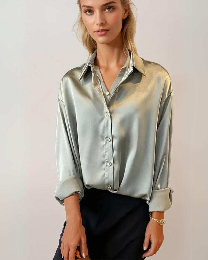 Damen Bluse Satin Elegante Passform 2